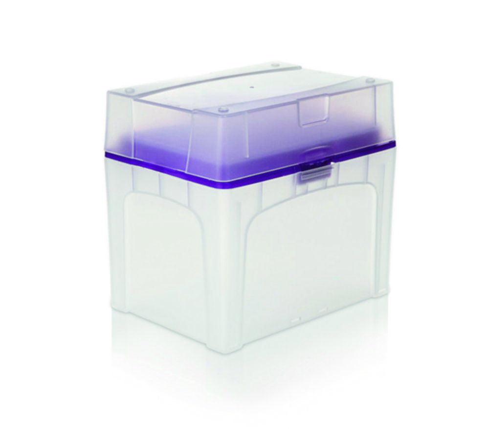 Pipette tips Tip-Box 50-1250 µl 86 mm, PP, colorless, BIO-CERT® LIQUID HANDLING QUALITY, racked, pack of 5x96