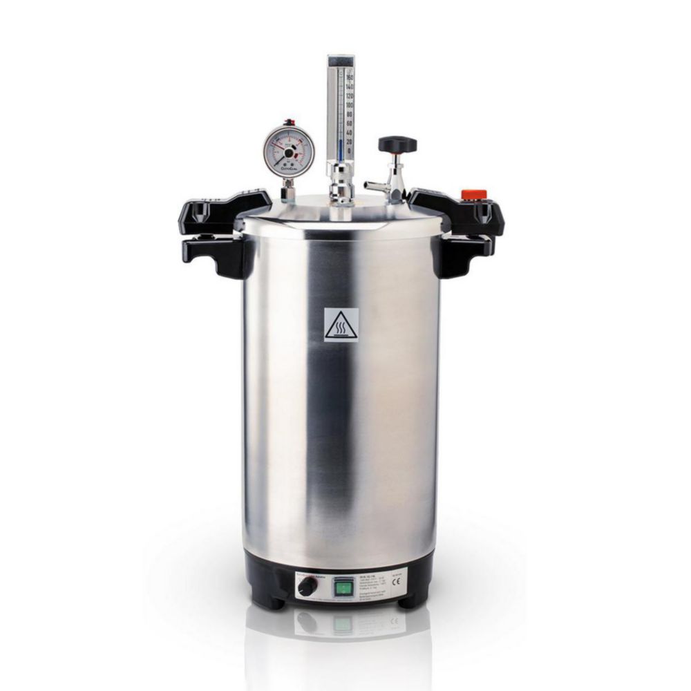 CertoClav CV-EL 18L GS cap. 18 ltrs,diam. 240 mm, inner height 400 mm. Benchtop autoclaves, aluminium, pressure 2.7 bar,