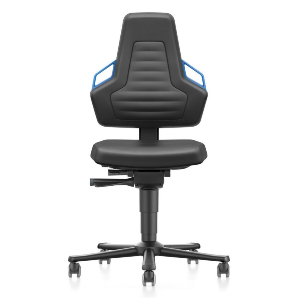 Working chair Nexxit 2 with castors Duotec black / handles blue