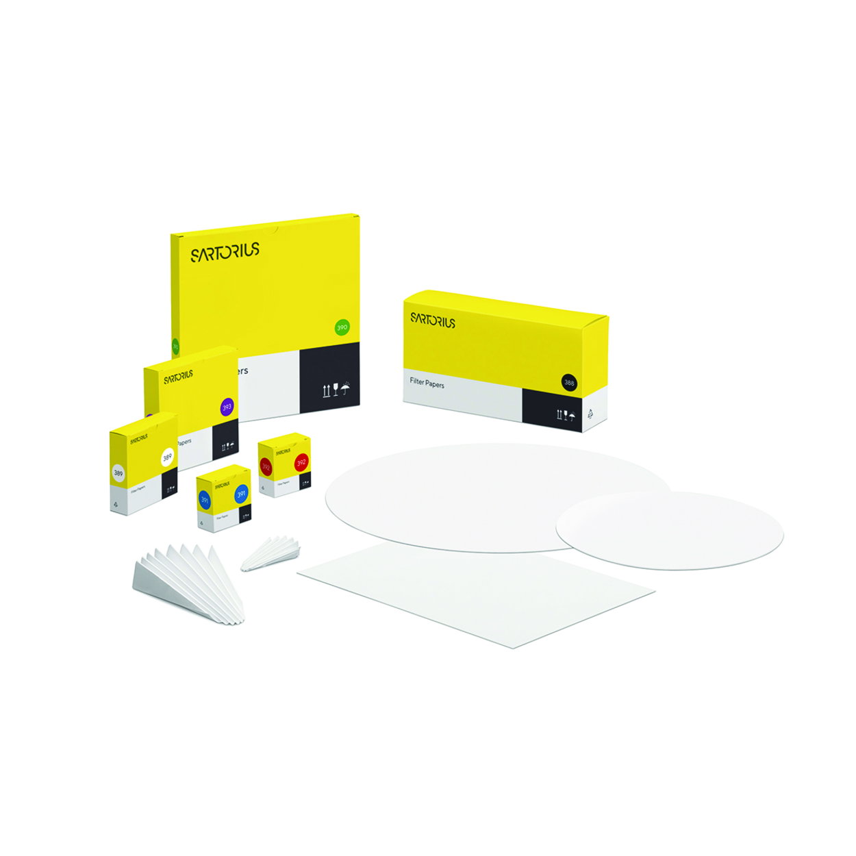 Filter paper sheet 388, 580x580mm quantitative, fast filtering, wide pore size Black point, ash-free, VE=100