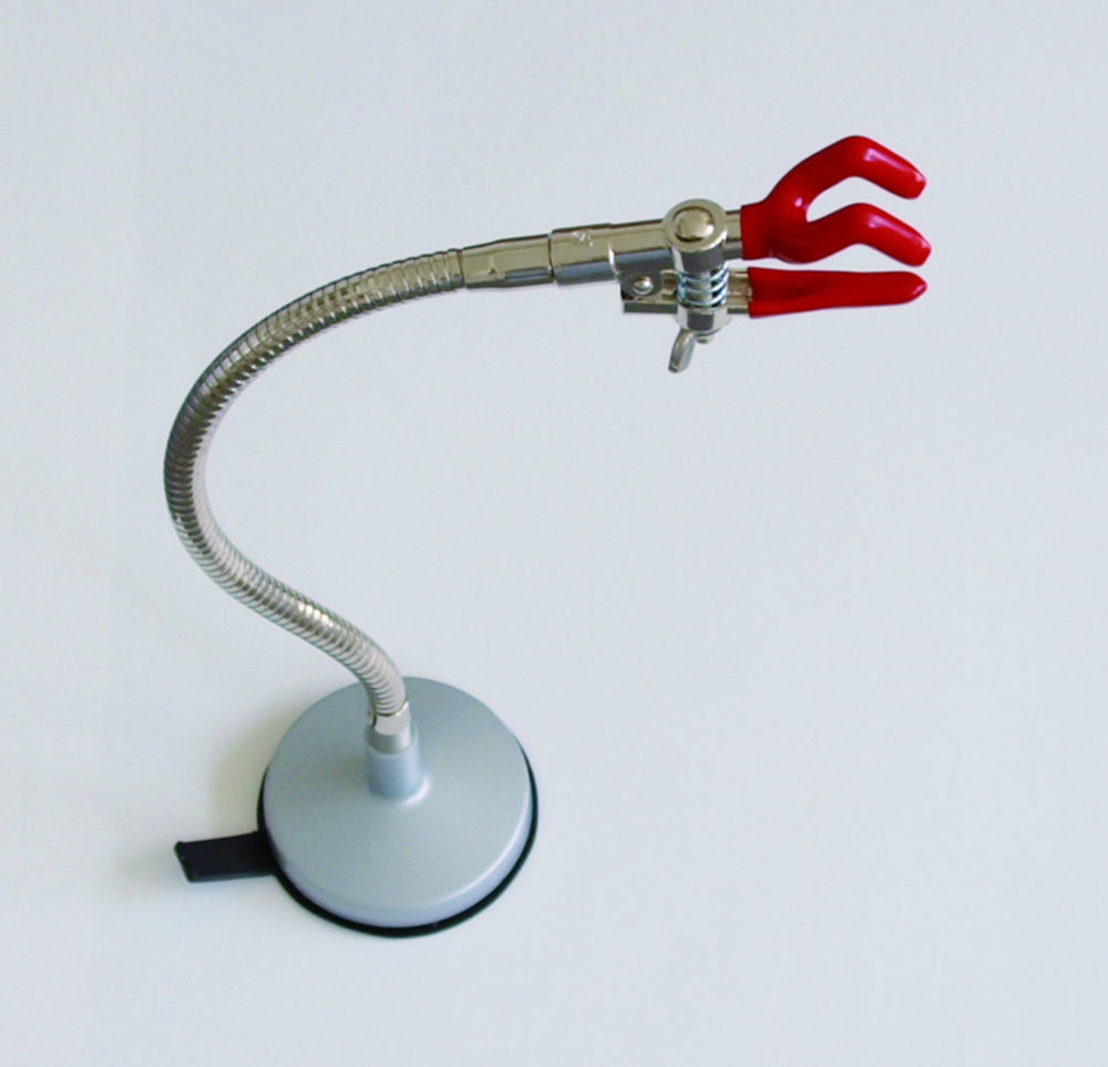 Flexible stand with three-finger clamp 0-40 mm, nickel-plated, plastic-coated