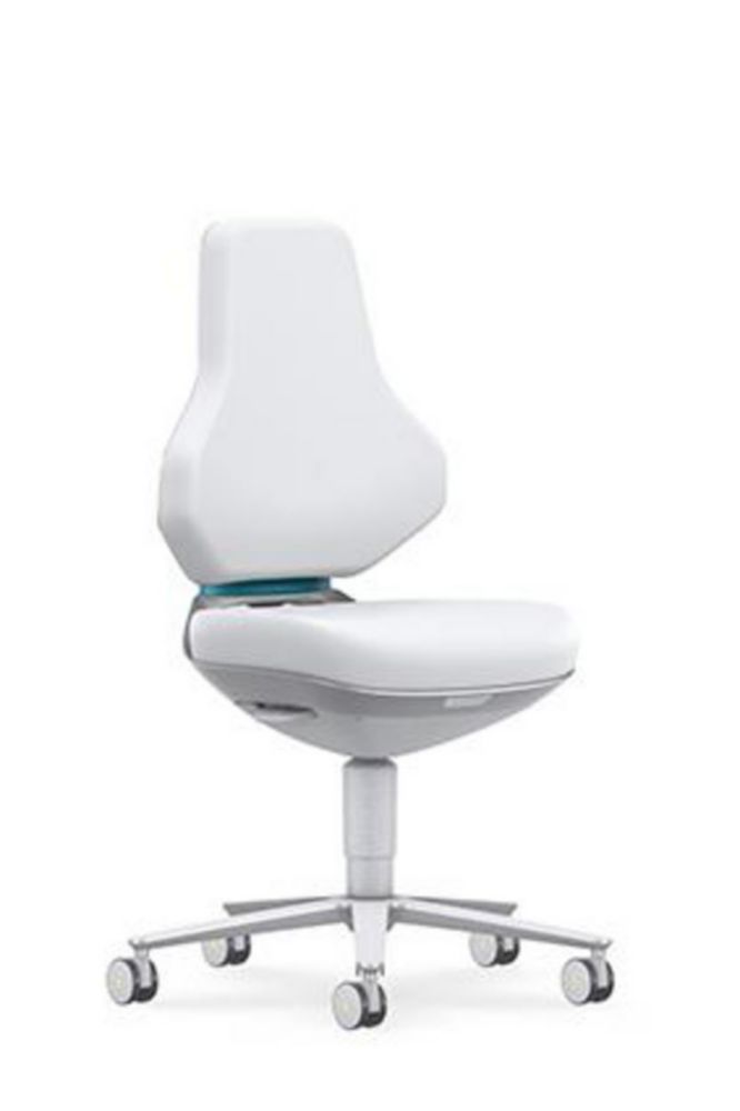 Cleanroom Lab Chair Texon 2, skintec offwhite with castors, seat height 450-620 mm