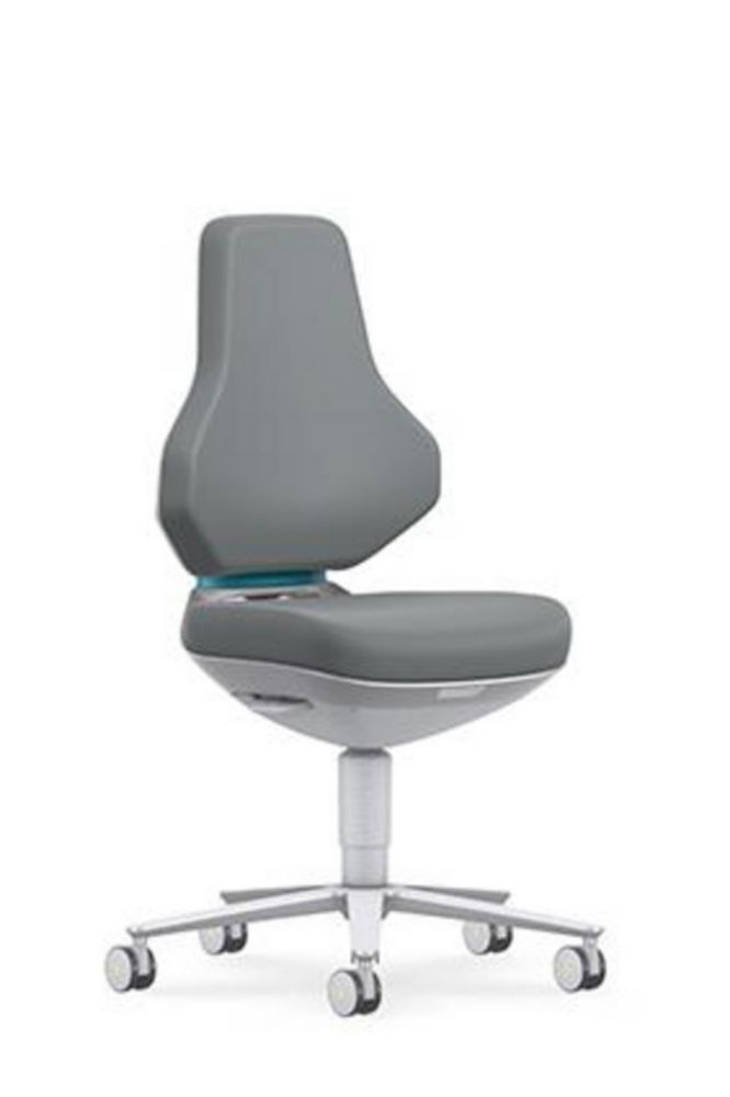 Cleanroom Lab Chair Texon 2, skintec grey with castors, seat height 450-620 mm
