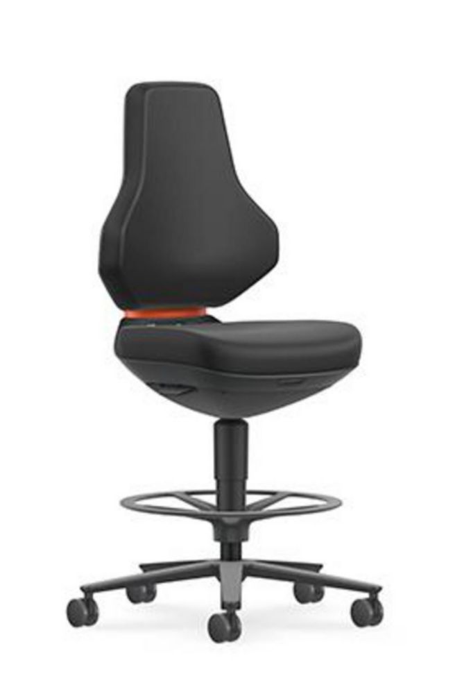 Lab Chair Texon 4, skintec black with stop & go-castors and foot ring, seat height 570-810 mm