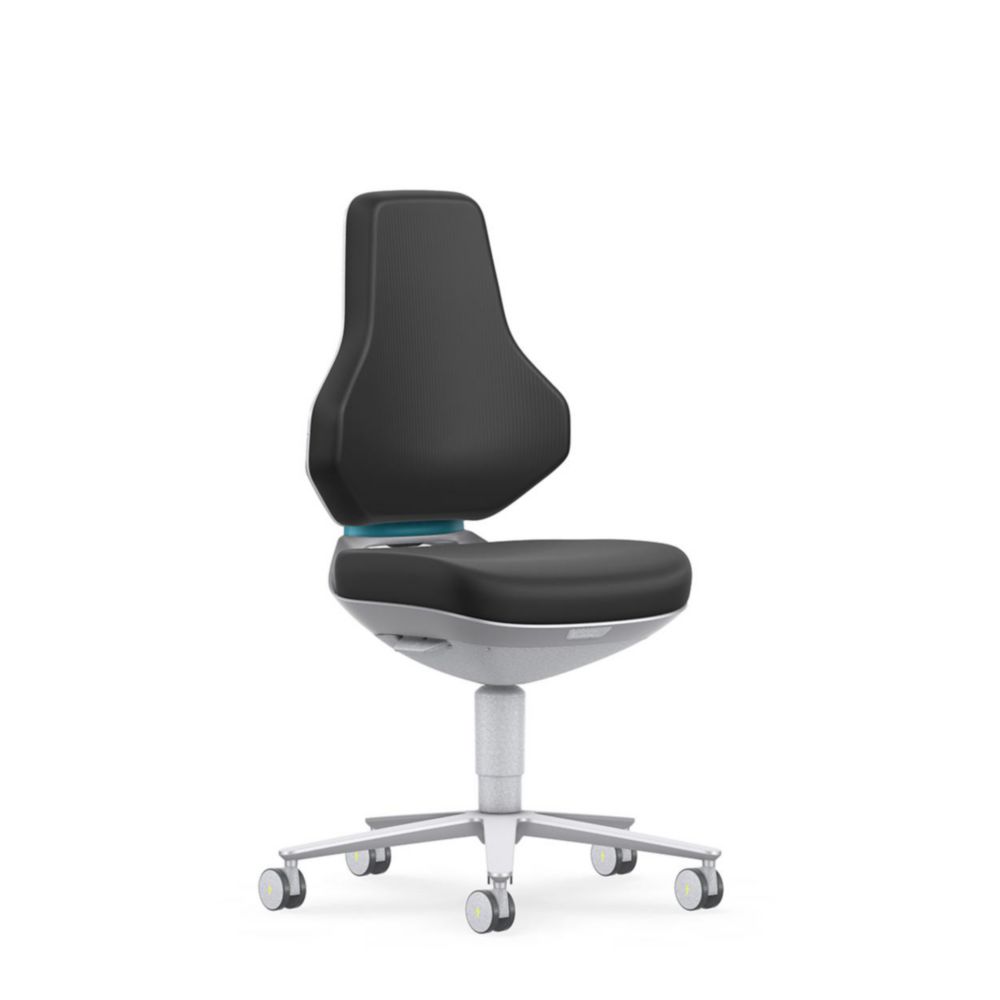 Cleanroom Lab Chair Texon 2, skintec black with castors, seat height 450-620 mm