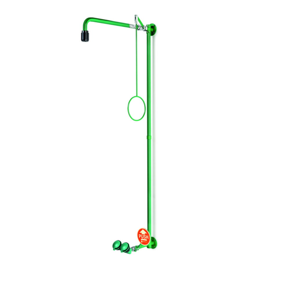 Body-Emergency shower ClassicLine with eye shower, for wall mounting finery, green