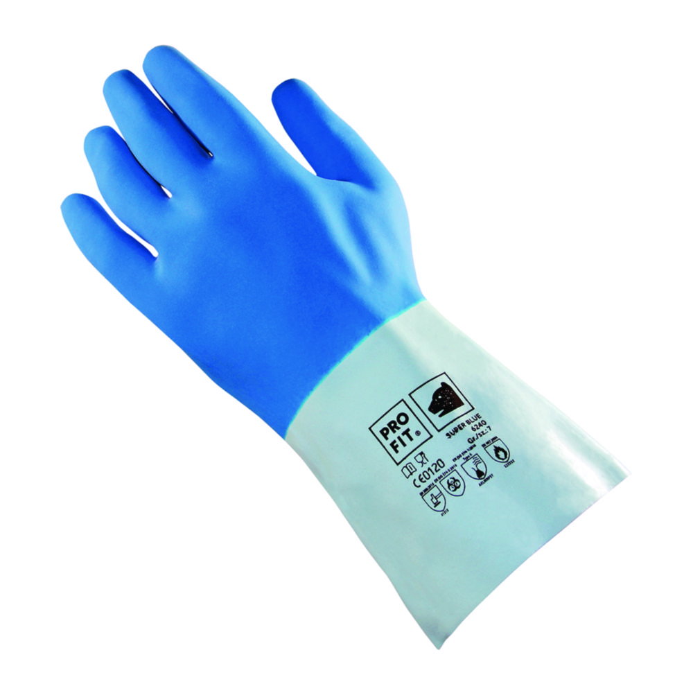 Latex glove Pro-Fit 6240 - Super Blue size 9, blue, cotton jersey lining, roughended surface, pair