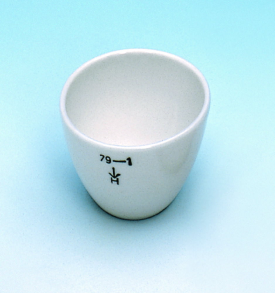 Porcelain crucible 35 mm Ø low form, glazed, DIN 12904