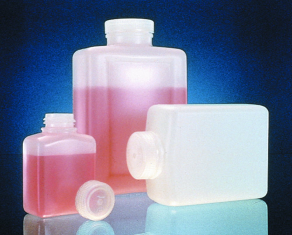 Square bottles,PE-HD,with screw cap,cap. 125 ml