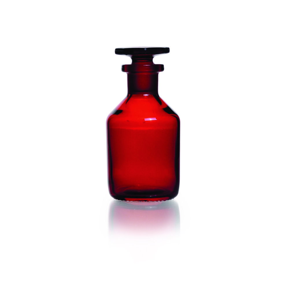Narrow neck reagent bottles,soda glass,amber, with NS glass stopper,cap.250 ml