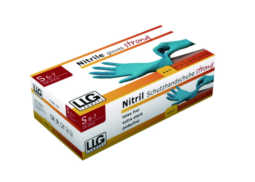 LLG-Disposable gloves, Strong, Nitrile, size S blue, textured, powder free, 240mm, pack of 100