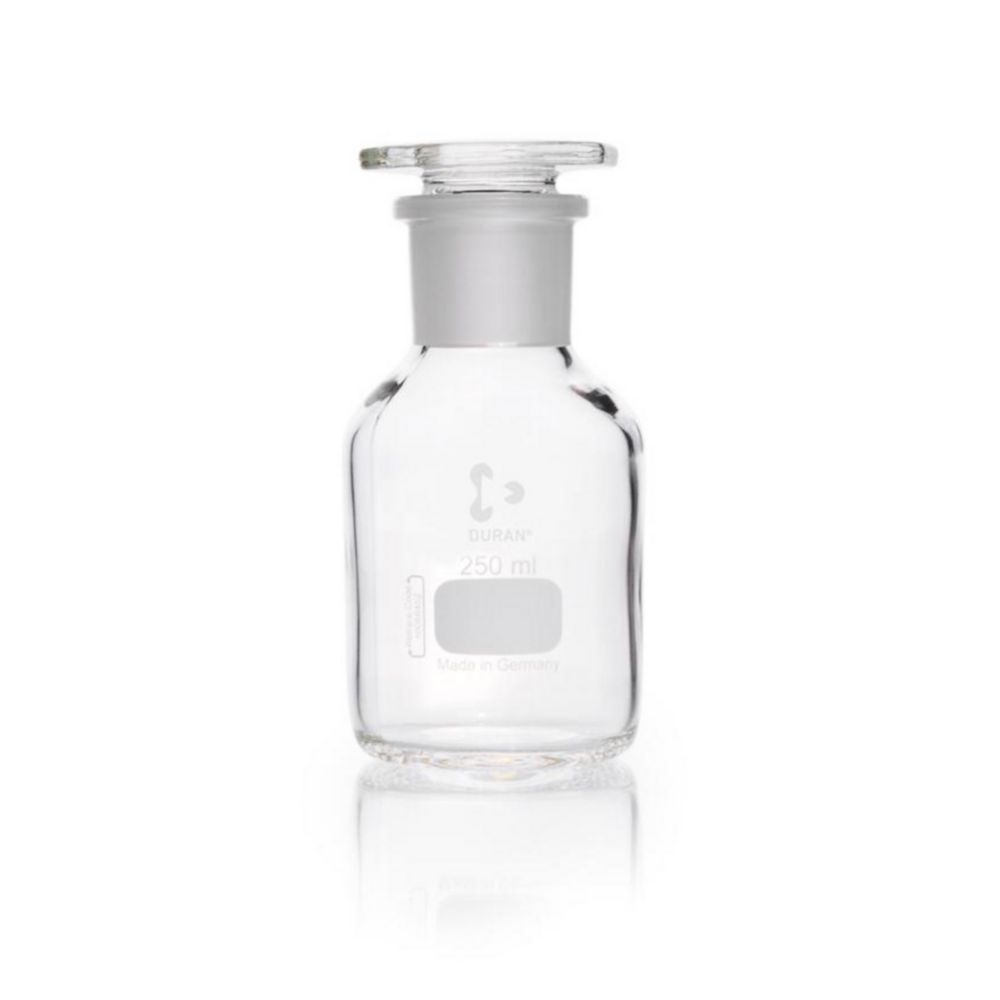 Wide neck reagent bottles,DURAN®,clear glass, with NS glass stopper,cap. 250 ml