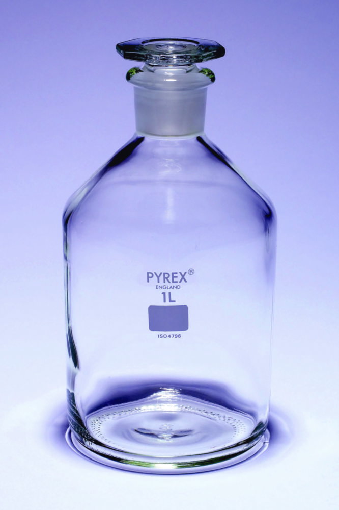 Reagent bottles 500ml, narrow neck with stopper NS 24/29, Pyrex® pack of 10
