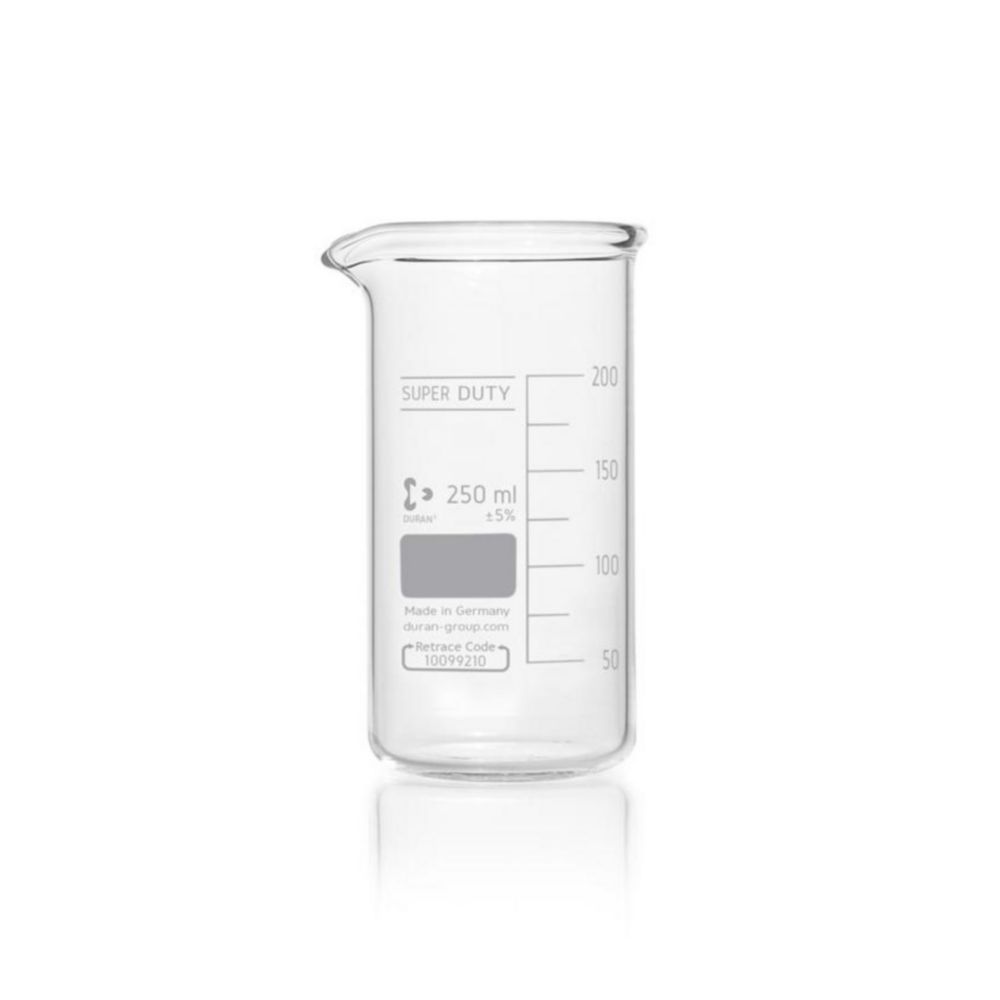 Super Duty Becher 250 ml Duran® beaker glass, high form, with division and spout