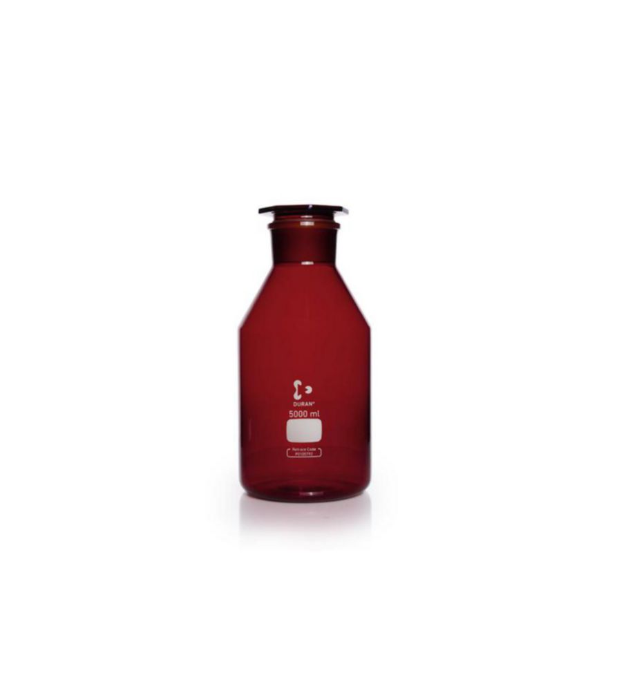 Wide neck reagent bottles, brown 5L, DURAN, glass stopper