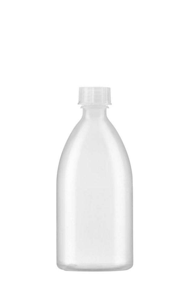 Narrow neck bottles 200 ml, LDPE clear, with screw cap, pack of 10