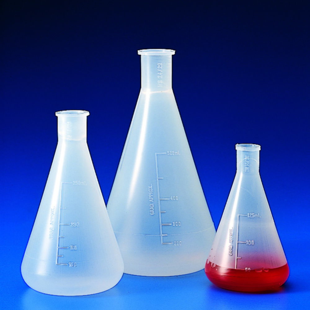 Erlenmeyer flask 125 ml graduated, PP, NS 14/23 narrow neck, autoclavable