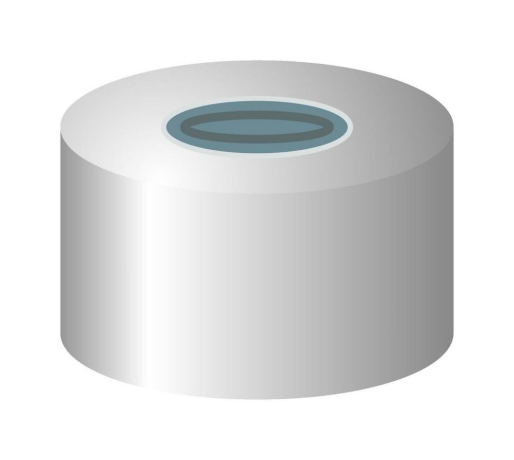 Aluminium Crimp Cap N 13, silver hole Butyl gray/centrical PTFE-lamination gray, Hardness: 50° shore A, pack of 100