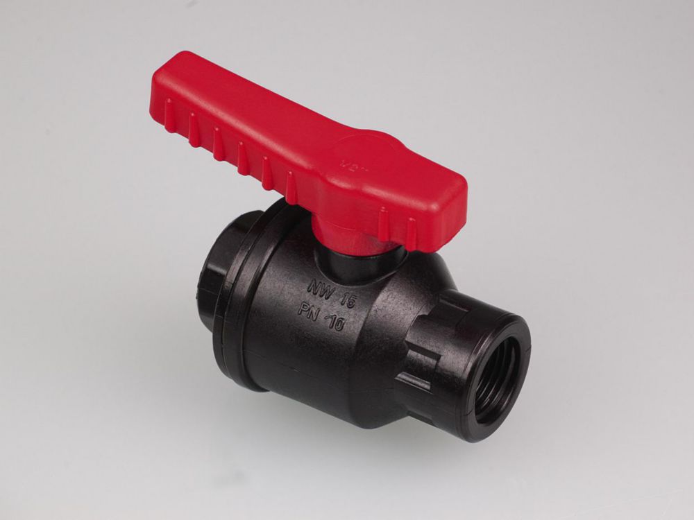 Ball valve, PP, ½ "with threaded connection on both sides
