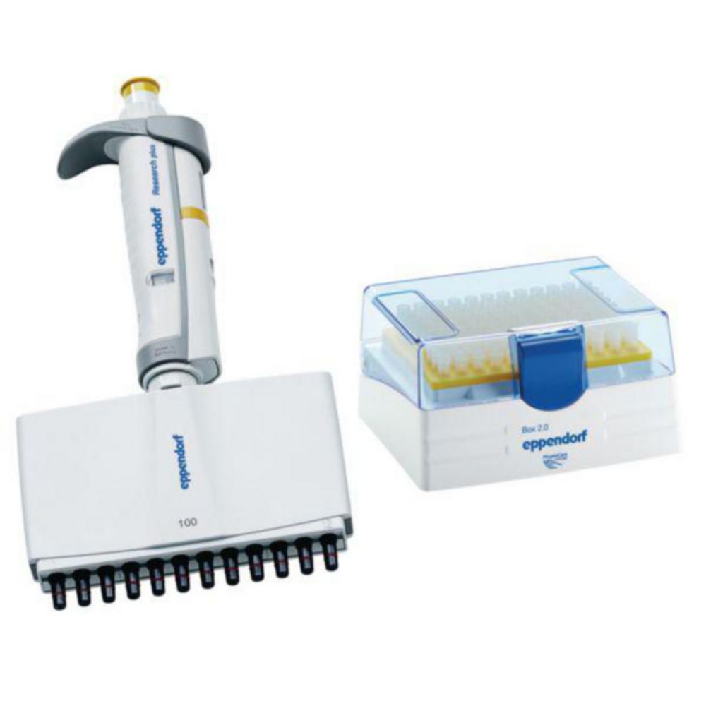 Research® plus, 12-channel, variable 10 - 100 µL, yellow