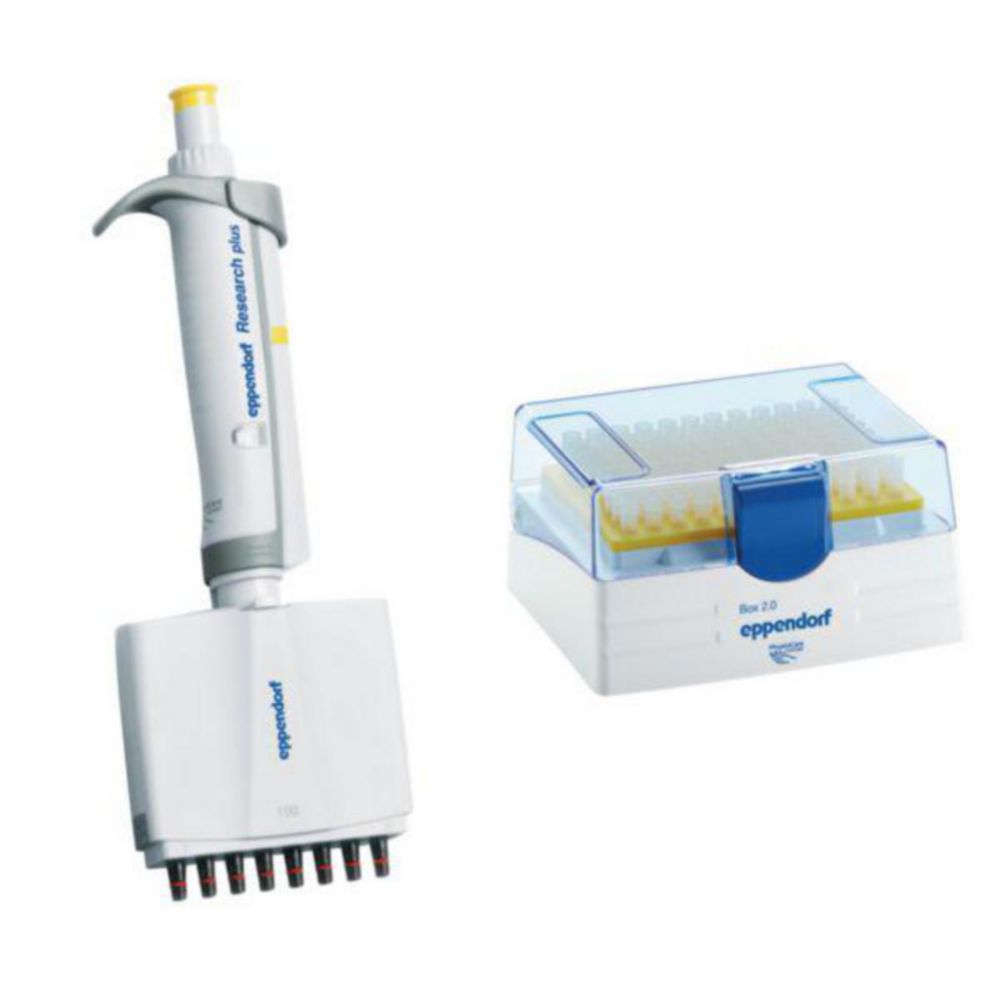 Research® plus, 8-channel, variable 10 - 100 µL, yellow