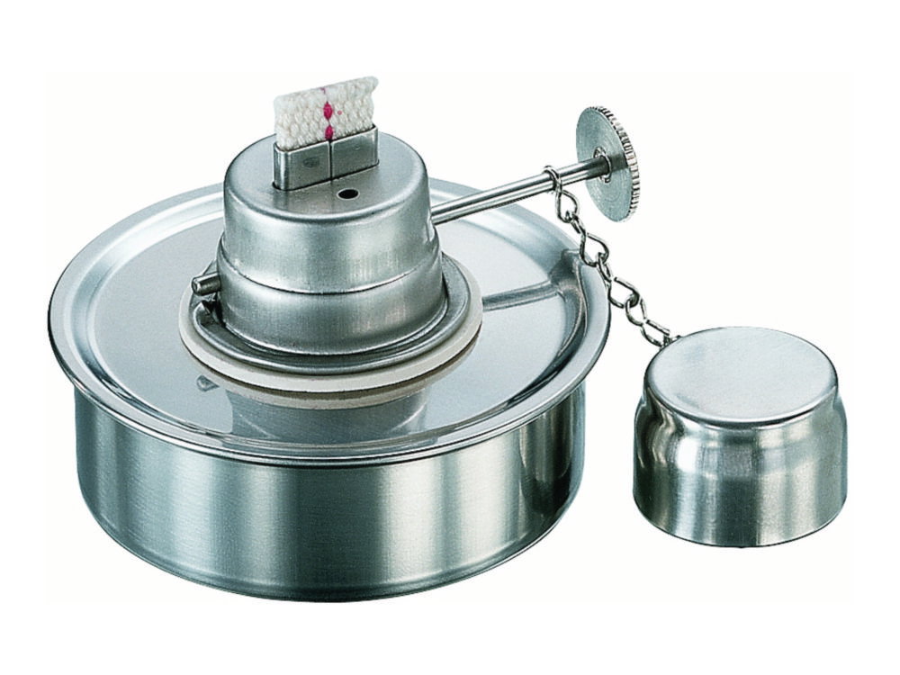 Spirit burner,18/8 steel,cap, 60 ml with wick and cap