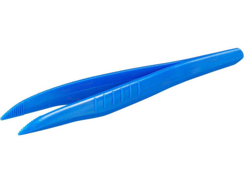 Disposable forceps 130 mm, PS pointed, blue, sterile, pack of 100