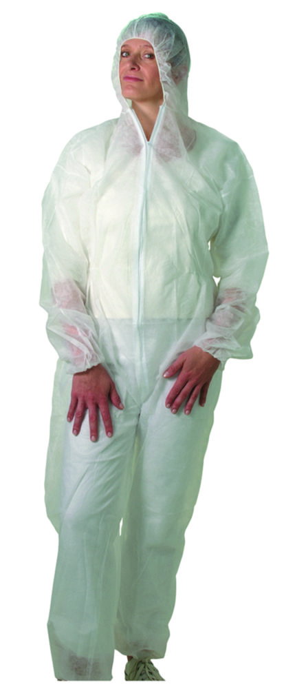 Coverall, PP, white, size XXL with hood and zipper