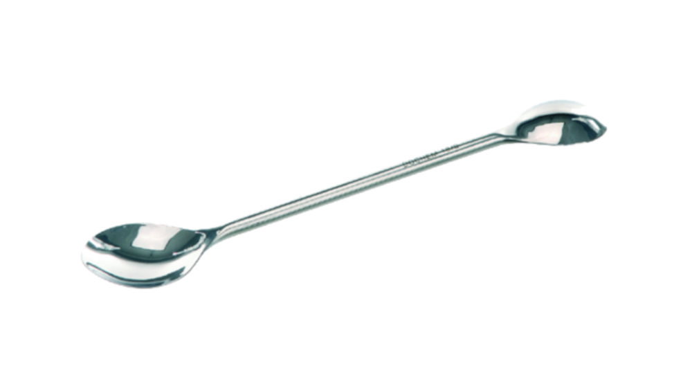 Chemical spoon 300 mm 18/10 steel, double spoon 48x29 mm und 40x29 mm