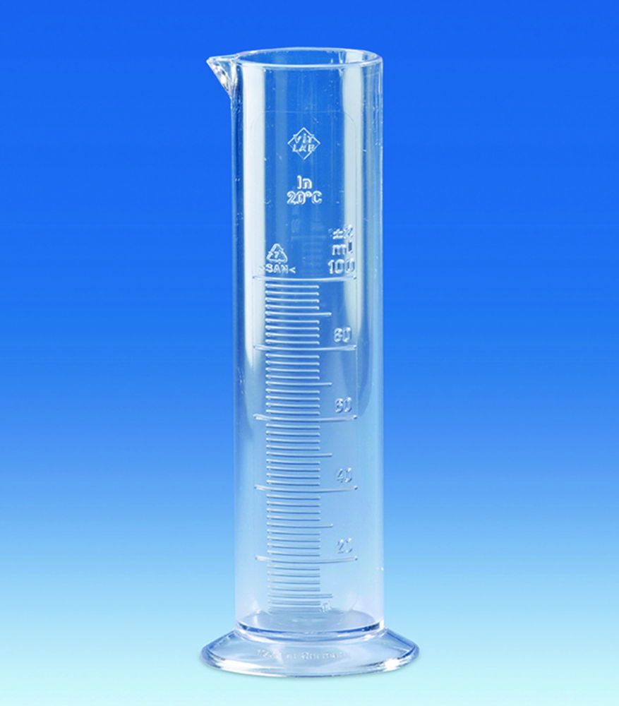 Measuring cylinders, 250 ml, SAN low form, clear