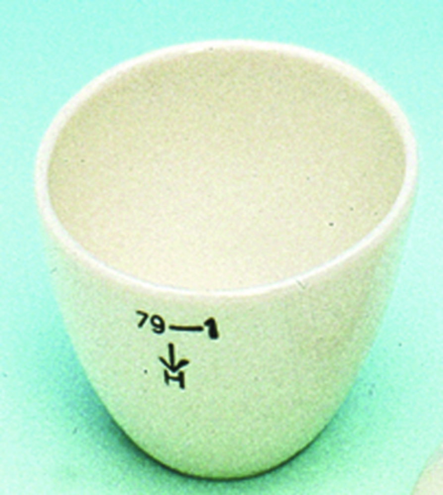 Porcelain crucible 45 mm Ø low form, glazed, DIN 12904