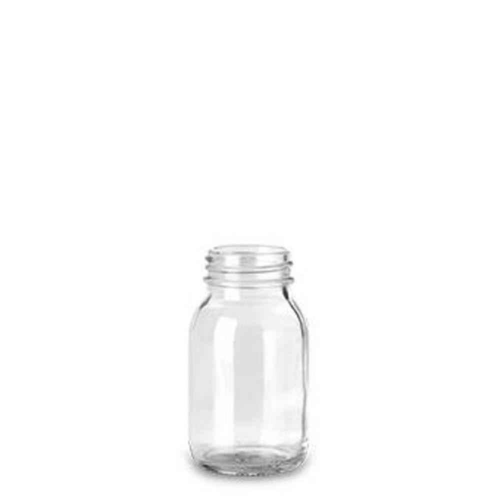 Wide neck bottles 125 ml, clear DIN 40, w/o 9072165 screw-cap pack of 80