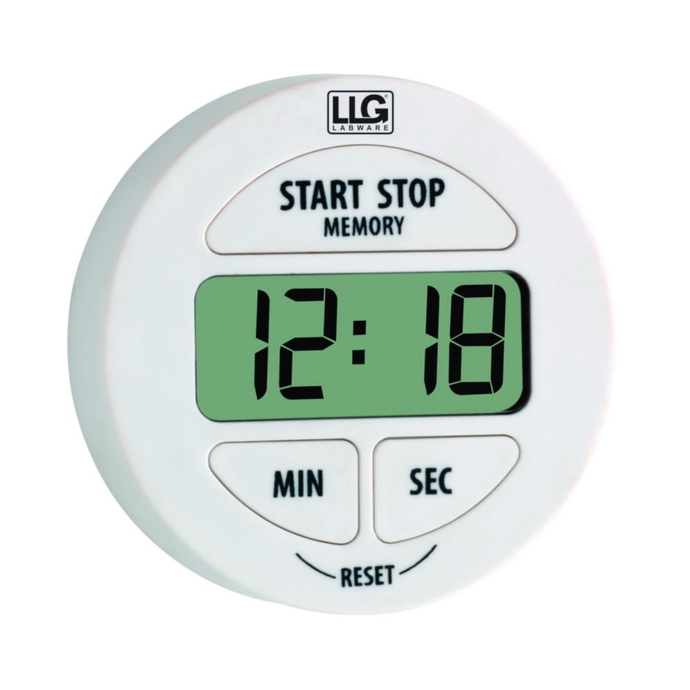 LLG-Electronic Timer up to 99 Min.and 59 Sec., rubber coated, attachment magnet, incl. battery LR 44