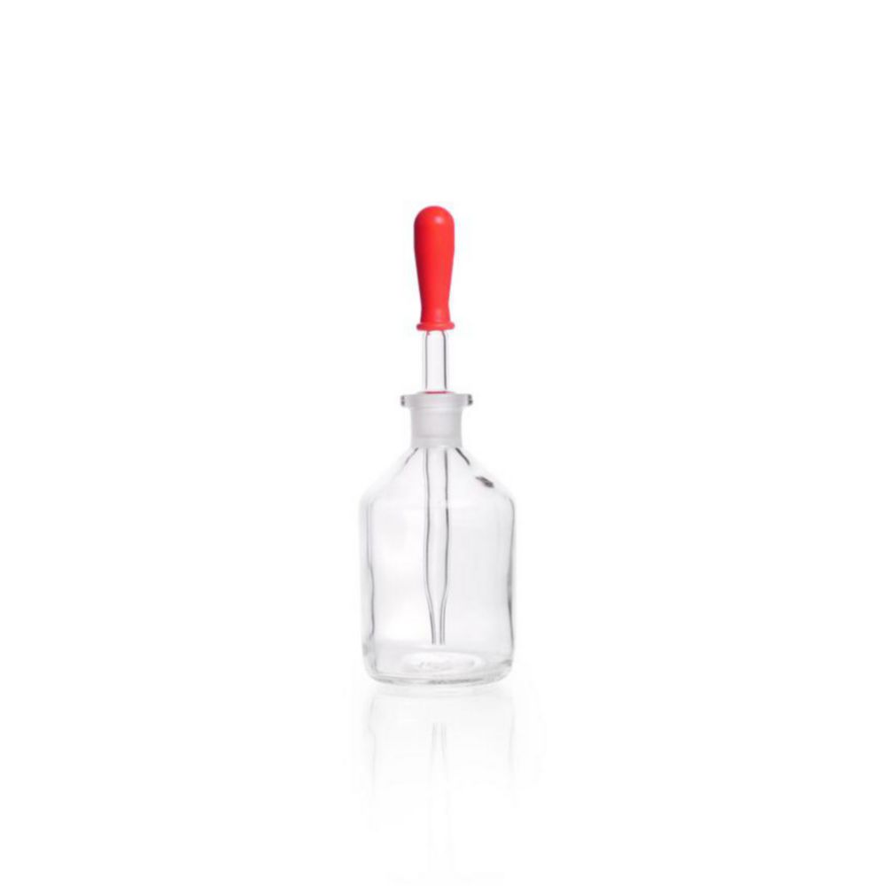 Dropping bottles,with glass pipet complete with rubber teat,clear glass,cap. 100 ml