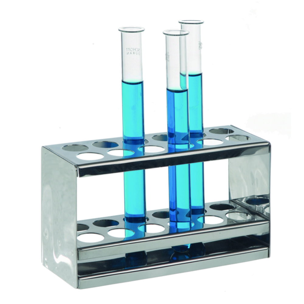 test tube rack 2x12 holes 278x52x90 mm, hole diam. 17 mm 18/8 stainless steel
