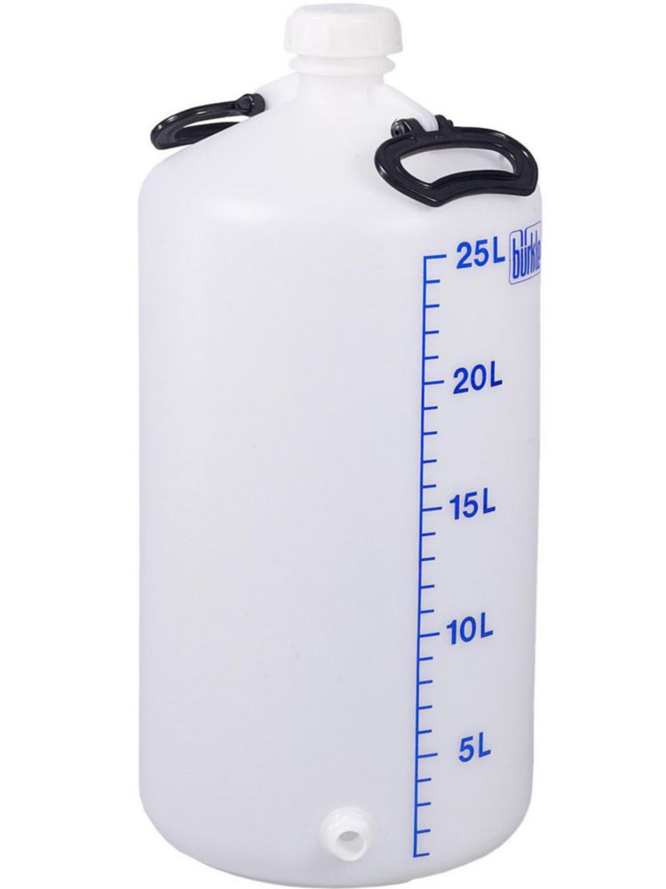 Storage bottle 25 liters HDPE, with threaded connector