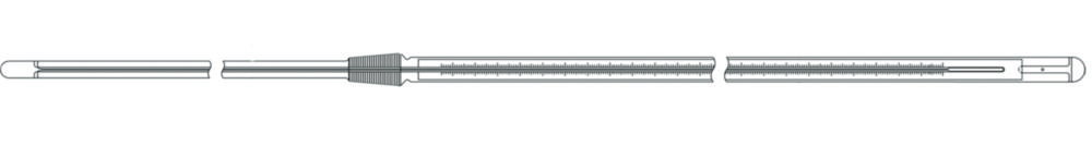 Precision-Ground thermometer -10...+250°C NS 14/23, in 1°C, blue, immersion 45 mm