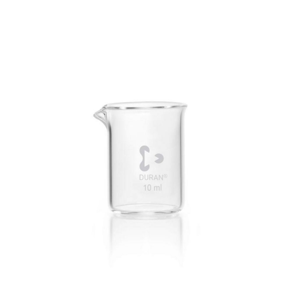 Beakers,DURAN®,low form,cap. 10 ml with spout, without graduation pack of 10