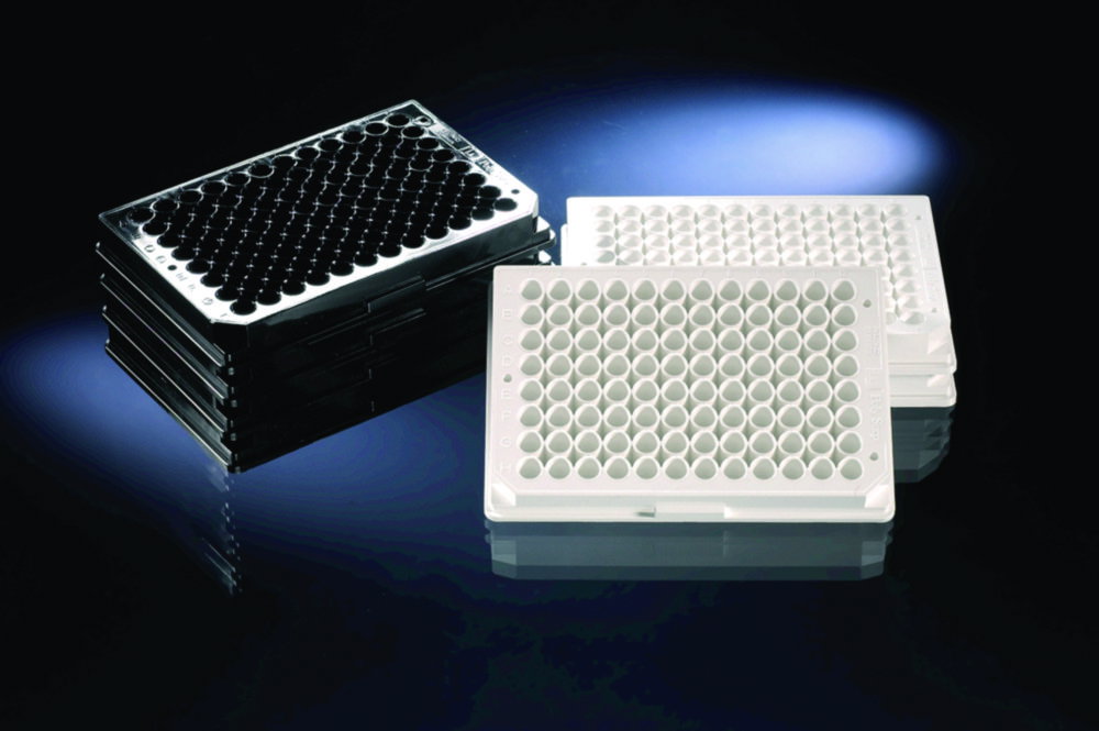 F96-MicroWell plates, transparent, PS, with lid, straight bar, without barcode, cell culture, sterile, pack of 50