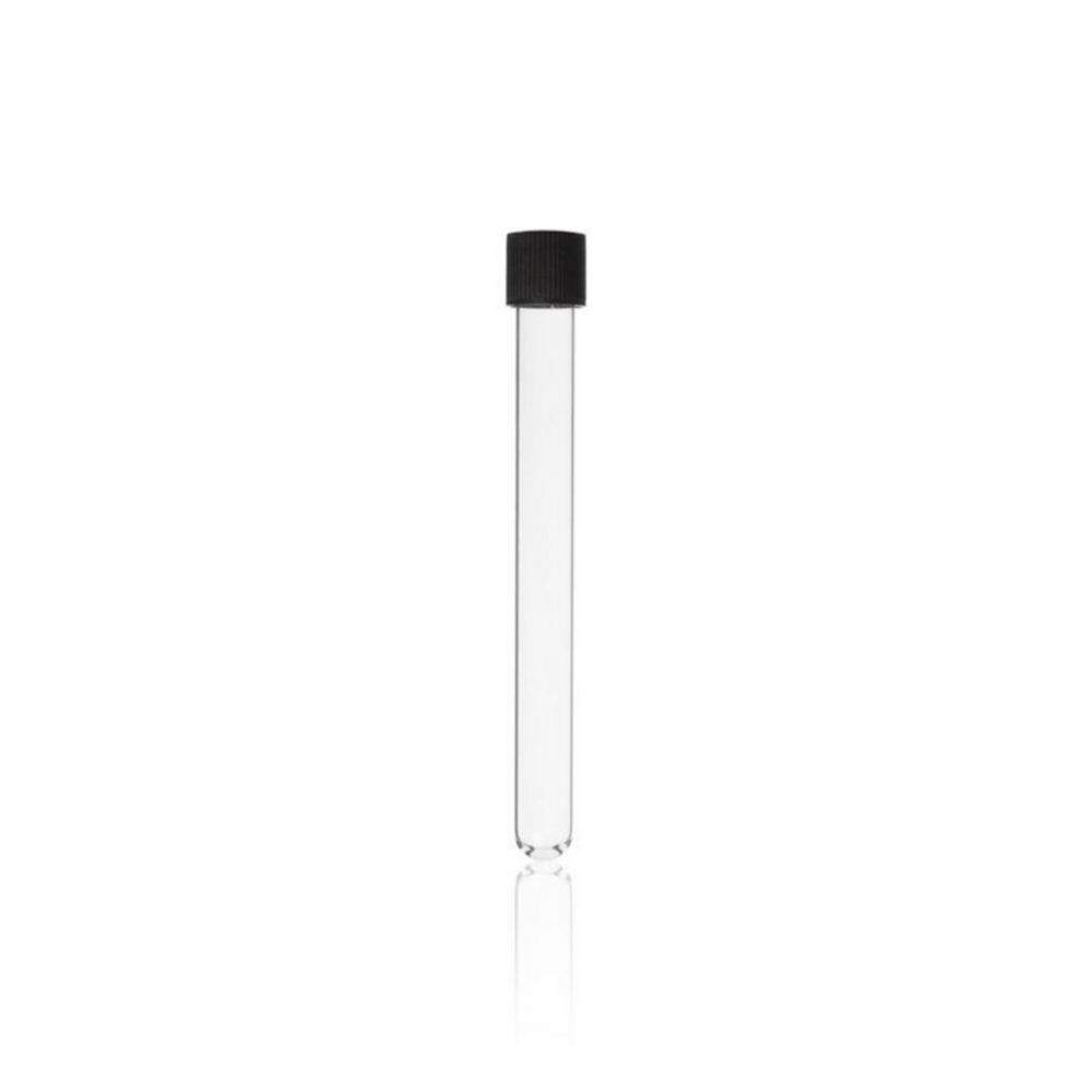 Disposable Culture tube, soda-lime-glass,  16 x 160 mm, GL 18, with screw-cap (PP), with rubber seal, pack of 100