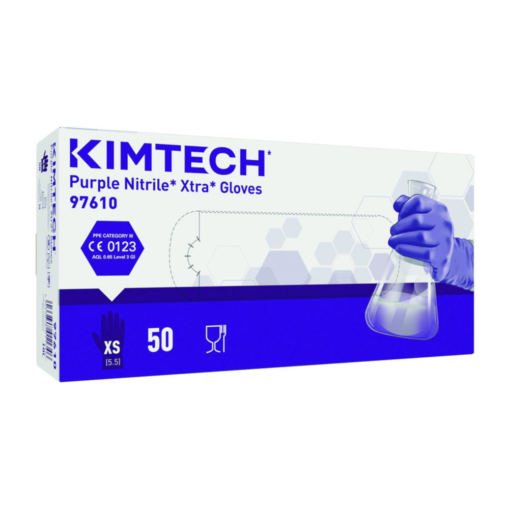 KIMTECH® Purple Nitrile* Xtra gloves, size XL, purple, 300 mm, powder free, pack of 50