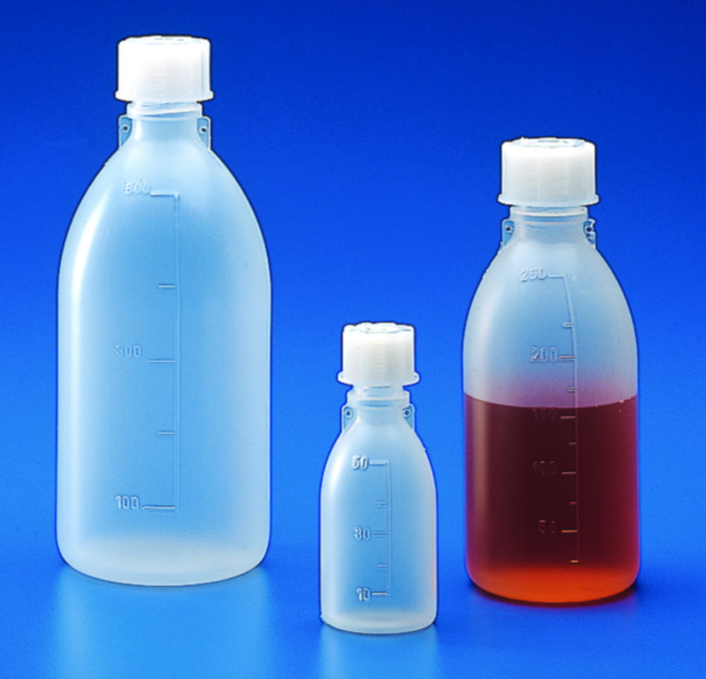 Narrow neck bottle 1000ml PP graduated, with closure GL 32