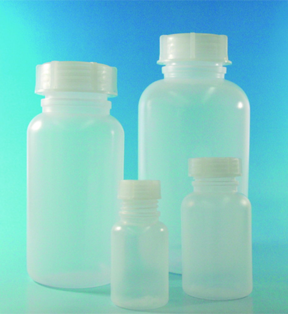 LLG-Wide-neck bottle 250 ml round, LDPE, natural, with closure, pack of 10