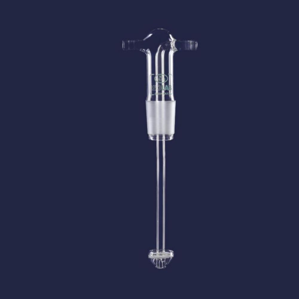 Gas wash bottle head with frit disk, NS 29/32, glass side arm, Boro 3.3