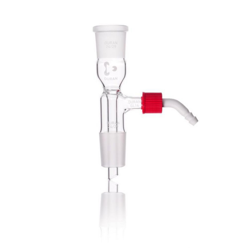 DURAN® Receiver adapter, straight, with screw-on plastic hose connection, NS 24/29