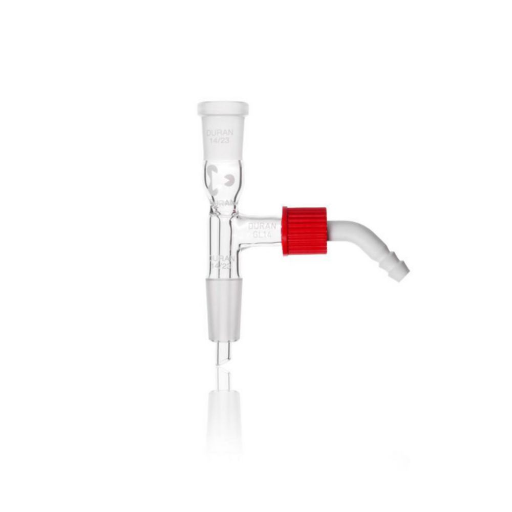 DURAN® Receiver adapter, straight, with screw-on plastic hose connection, NS 14/23