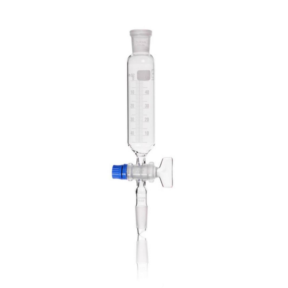 DURAN® Dropping funnel, cylindrical, graduated, standard ground cone 29/32, NS stopcock and key retaining device, 1000 ml