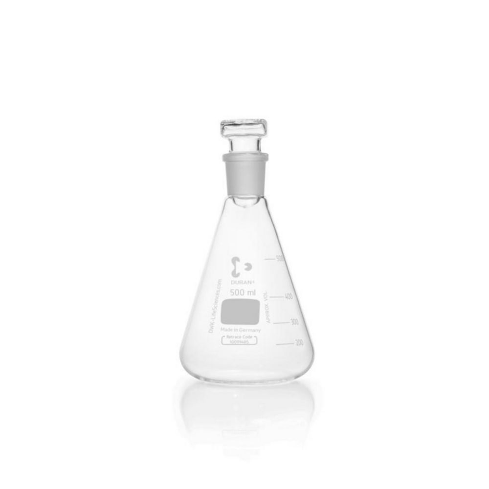 DURAN® Iodine determination flask, NS 29/32, with hollow, flat stopper, 500 ml