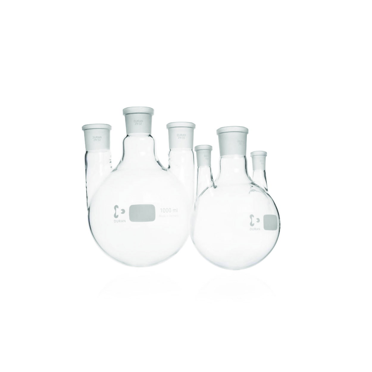 Round-bottom Flask 2000 ml Three-neck, Side Necks parallel, Center Neck NS 29/32, Side Necks NS 29/32