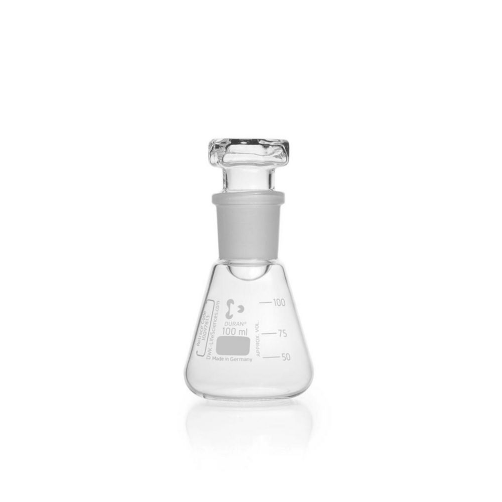 DURAN® Iodine determination flask, NS 29/32, with hollow, flat stopper, 100 ml